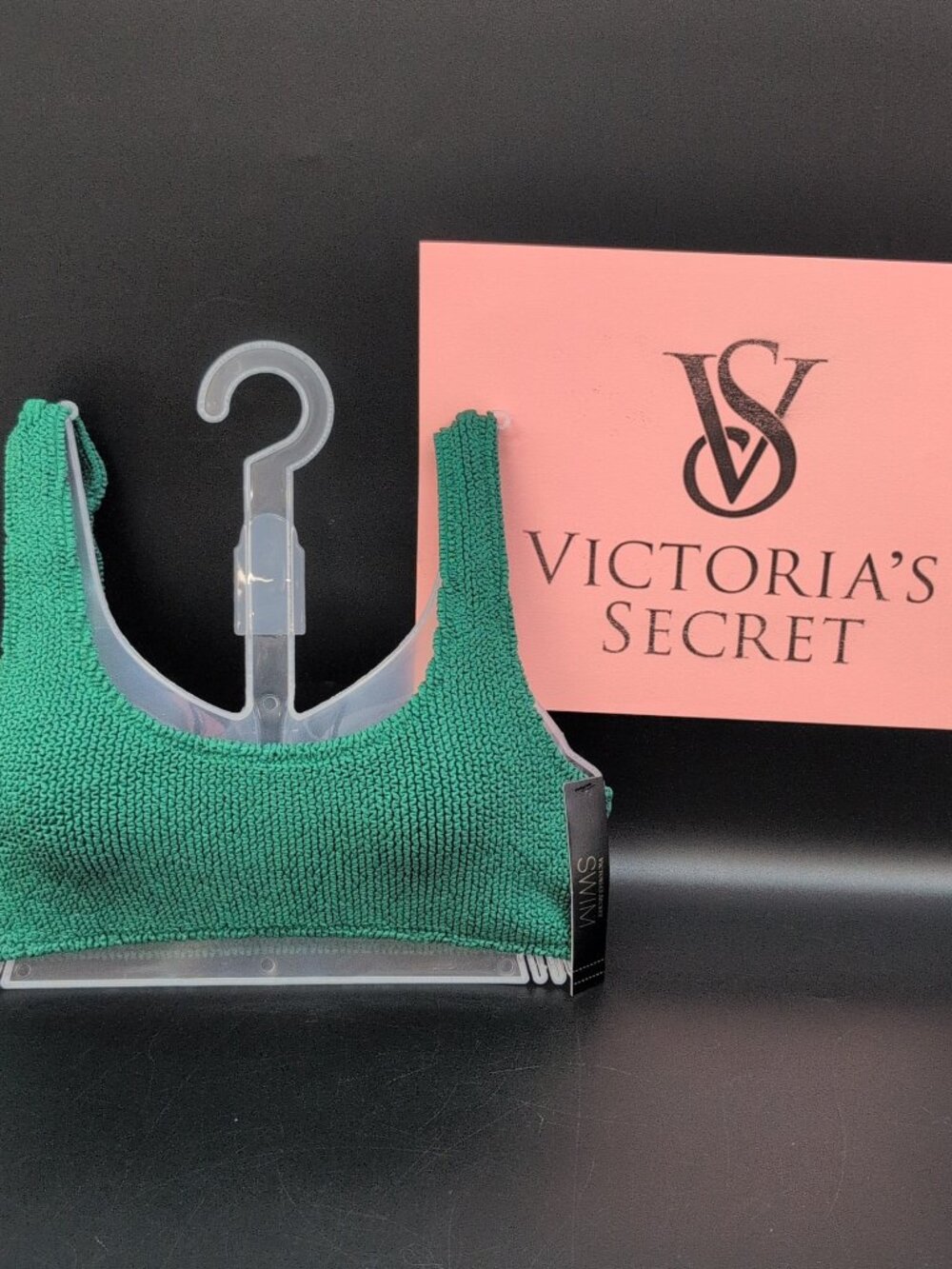 Victoria's Secret Swim Crinkle Scoop Bralette Bikini Top Size XS/S Jaguar Green